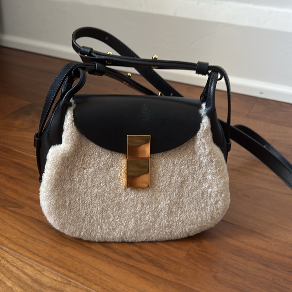 DeMellier Mini Lausanne Shearling Crossbody Leather Bag